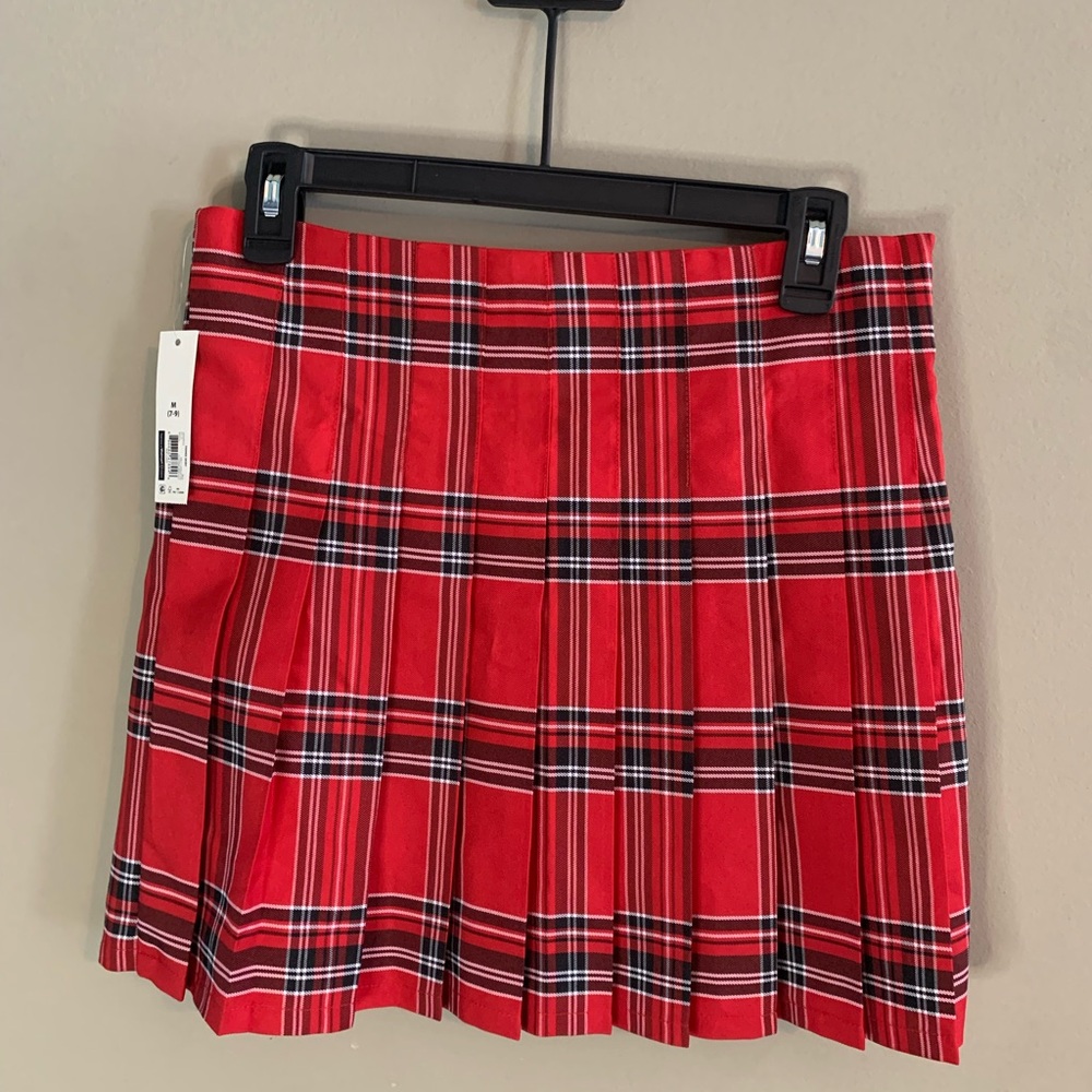 No Boundaries Red and Black Skater Mini Skirt